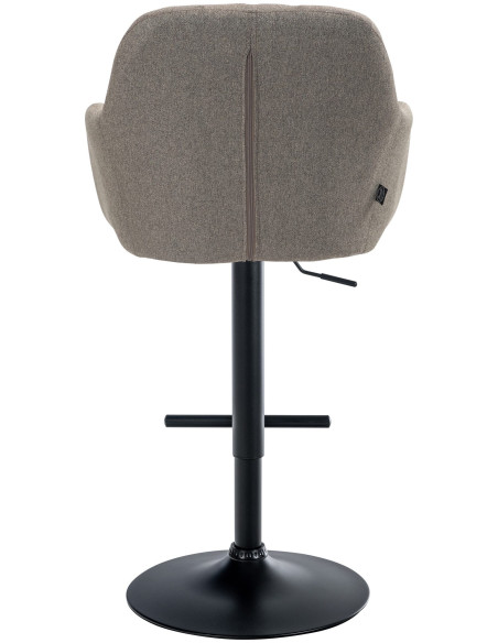 Tabouret de bar réglable haut de gamme en Tissu Taupe Métal Noir Mirexa - 5