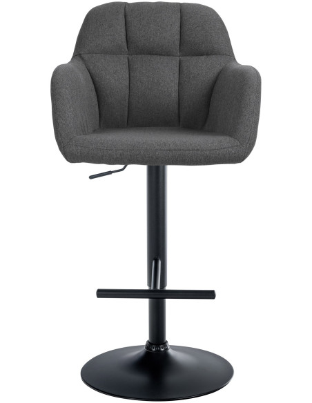 Tabouret de bar réglable haut de gamme en Tissu Gris foncé Métal Noir Mirexa - 2