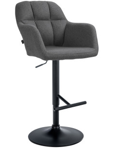 Tabouret de bar réglable haut de gamme en Tissu Gris foncé Métal Noir Mirexa - 1