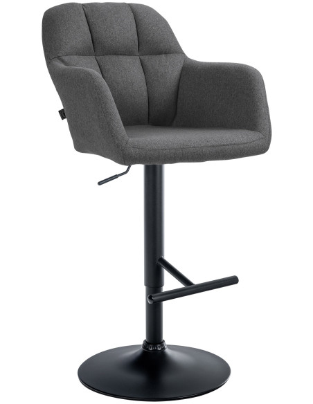 Tabouret de bar réglable haut de gamme en Tissu Gris foncé Métal Noir Mirexa - 1