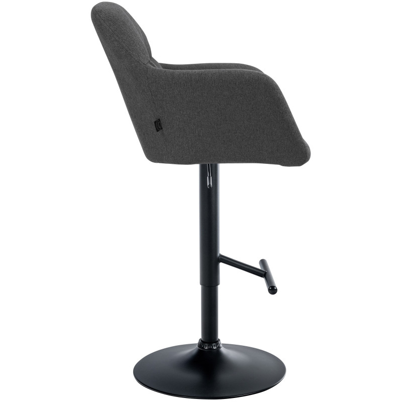 Tabouret de bar réglable haut de gamme en Tissu Gris foncé Métal Noir Mirexa - 3