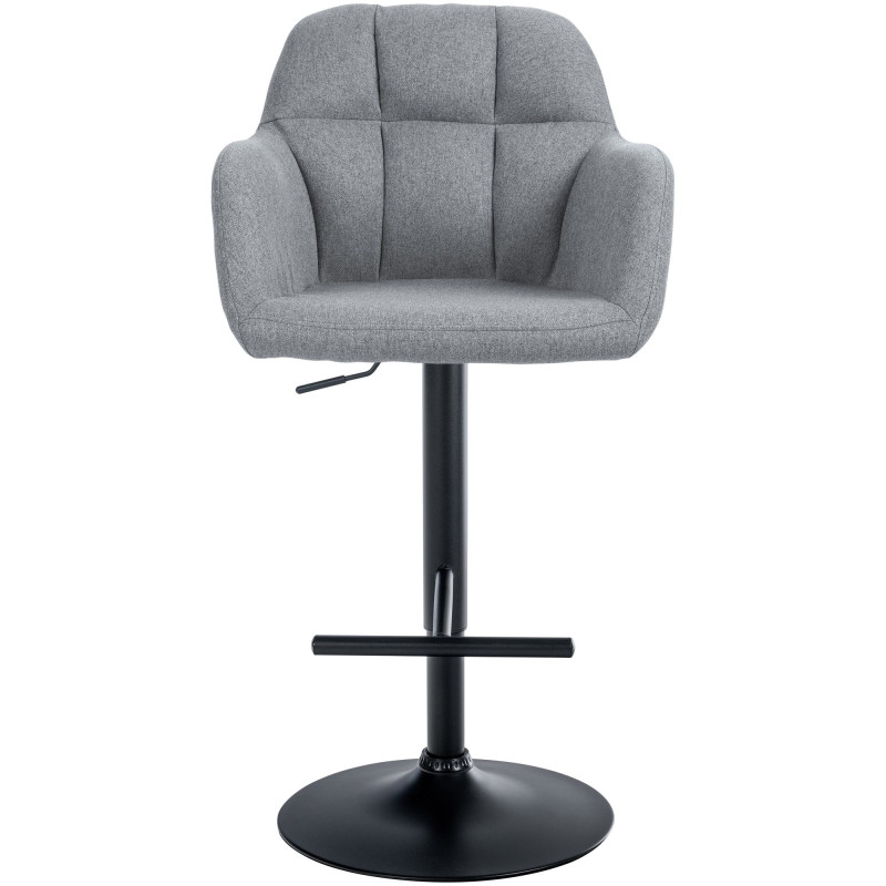 Tabouret de bar réglable haut de gamme en Tissu Gris Métal Noir Mirexa - 2
