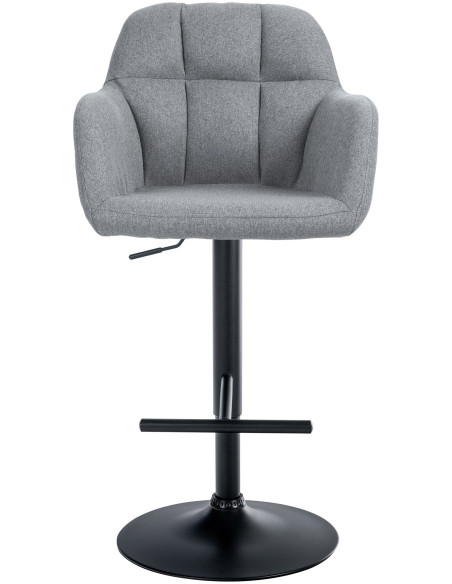 Tabouret de bar réglable haut de gamme en Tissu Gris Métal Noir Mirexa - 2