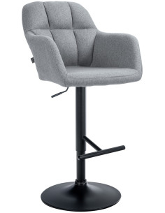 Tabouret de bar réglable haut de gamme en Tissu Gris Métal Noir Mirexa - 1