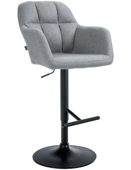 Tabouret de bar réglable haut de gamme en Tissu Gris Métal Noir Mirexa - 1