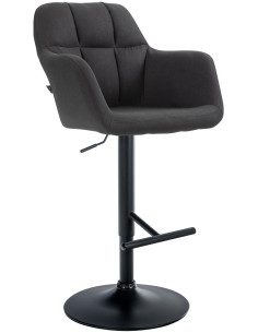 Tabouret de bar réglable haut de gamme en Tissu Noir Métal Noir Mirexa - 1
