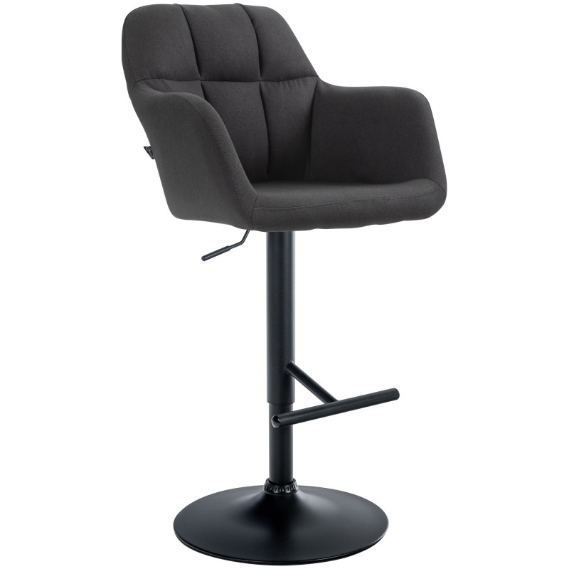 Tabouret de bar réglable haut de gamme en Tissu Noir Métal Noir Mirexa - 1
