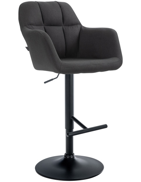 Tabouret de bar réglable haut de gamme en Tissu Noir Métal Noir Mirexa - 1