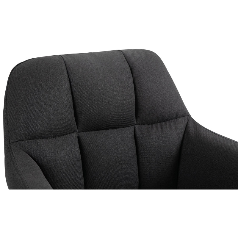 Tabouret de bar réglable haut de gamme en Tissu Noir Métal Noir Mirexa - 6