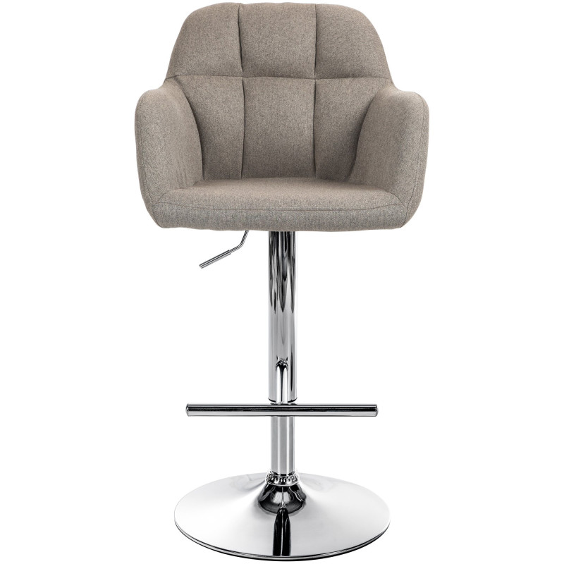 Tabouret de bar réglable haut de gamme en Tissu Taupe Métal Argenté Mirexa - 2