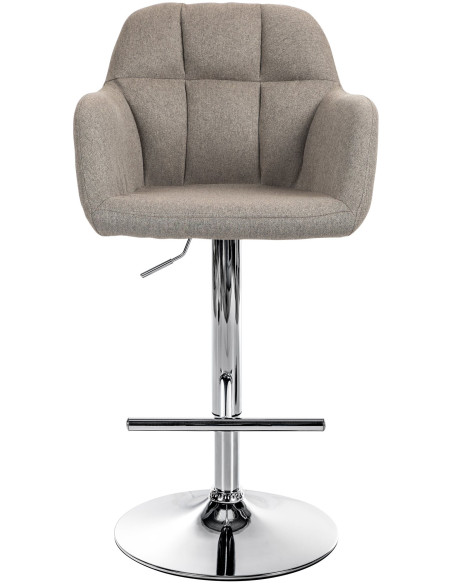Tabouret de bar réglable haut de gamme en Tissu Taupe Métal Argenté Mirexa - 2