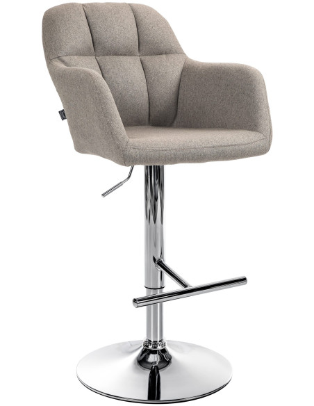 Tabouret de bar réglable haut de gamme en Tissu Taupe Métal Argenté Mirexa - 1
