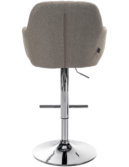 Tabouret de bar réglable haut de gamme en Tissu Taupe Métal Argenté Mirexa - 5