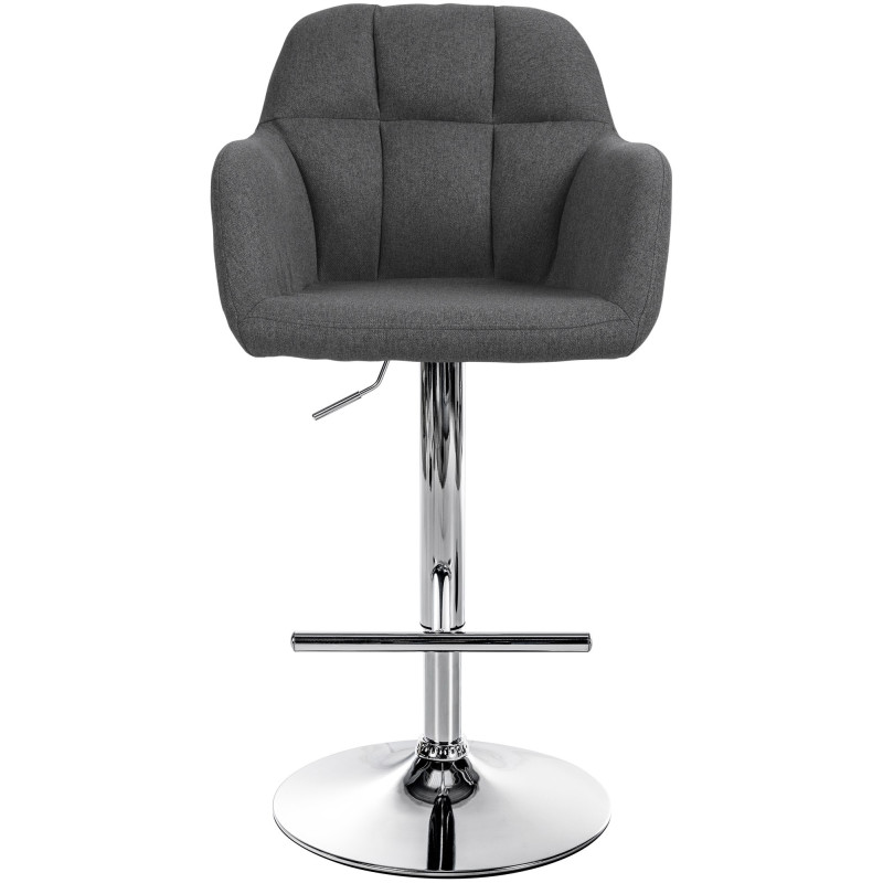 Tabouret de bar réglable haut de gamme en Tissu Gris foncé Métal Argenté Mirexa - 2