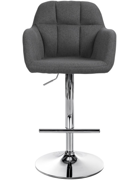 Tabouret de bar réglable haut de gamme en Tissu Gris foncé Métal Argenté Mirexa - 2