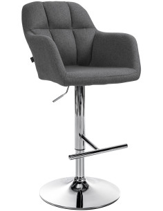 Tabouret de bar réglable haut de gamme en Tissu Gris foncé Métal Argenté Mirexa - 1