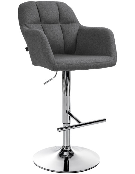 Tabouret de bar réglable haut de gamme en Tissu Gris foncé Métal Argenté Mirexa - 1