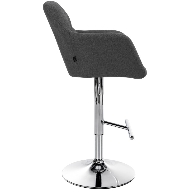 Tabouret de bar réglable haut de gamme en Tissu Gris foncé Métal Argenté Mirexa - 3