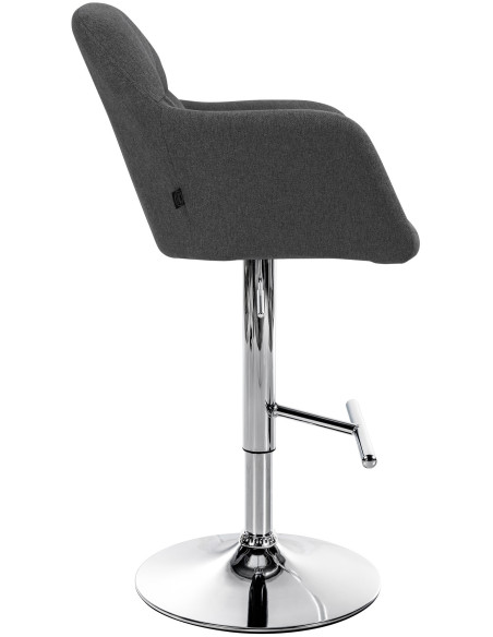 Tabouret de bar réglable haut de gamme en Tissu Gris foncé Métal Argenté Mirexa - 3