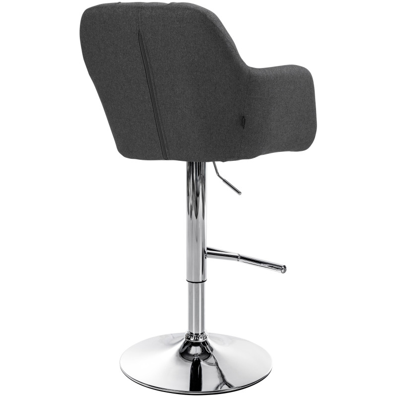 Tabouret de bar réglable haut de gamme en Tissu Gris foncé Métal Argenté Mirexa - 4