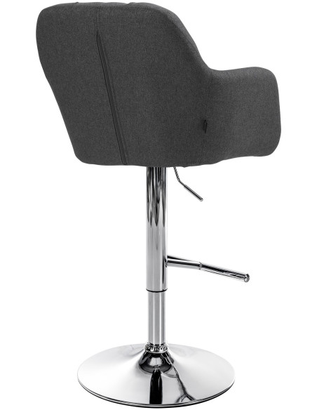Tabouret de bar réglable haut de gamme en Tissu Gris foncé Métal Argenté Mirexa - 4