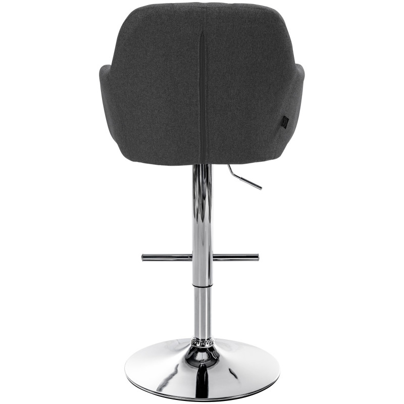 Tabouret de bar réglable haut de gamme en Tissu Gris foncé Métal Argenté Mirexa - 5