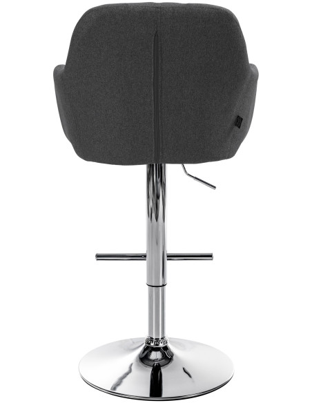 Tabouret de bar réglable haut de gamme en Tissu Gris foncé Métal Argenté Mirexa - 5