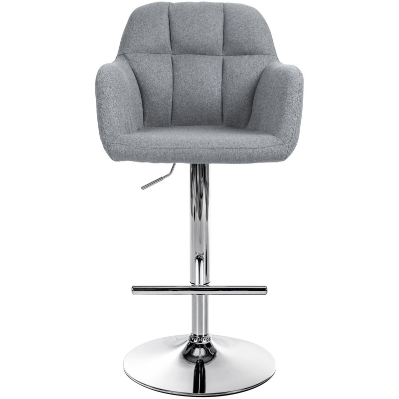 Tabouret de bar réglable haut de gamme en Tissu Gris Métal Argenté Mirexa - 2