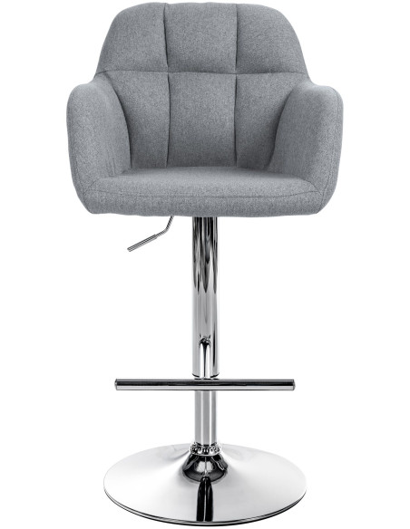Tabouret de bar réglable haut de gamme en Tissu Gris Métal Argenté Mirexa - 2