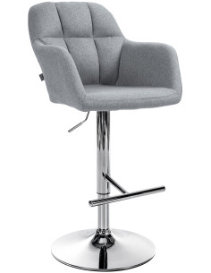Tabouret de bar réglable haut de gamme en Tissu Gris Métal Argenté Mirexa - 1