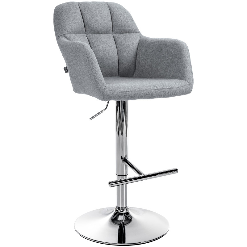 Tabouret de bar réglable haut de gamme en Tissu Gris Métal Argenté Mirexa - 1