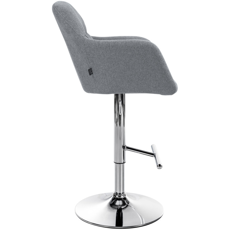 Tabouret de bar réglable haut de gamme en Tissu Gris Métal Argenté Mirexa - 3