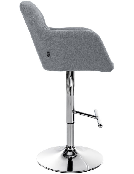 Tabouret de bar réglable haut de gamme en Tissu Gris Métal Argenté Mirexa - 3