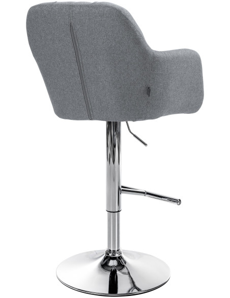 Tabouret de bar réglable haut de gamme en Tissu Gris Métal Argenté Mirexa - 4