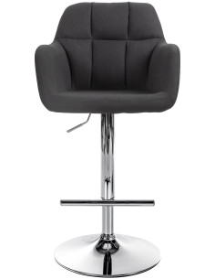 Tabouret de bar réglable haut de gamme en Tissu Noir Métal Argenté Mirexa - 2