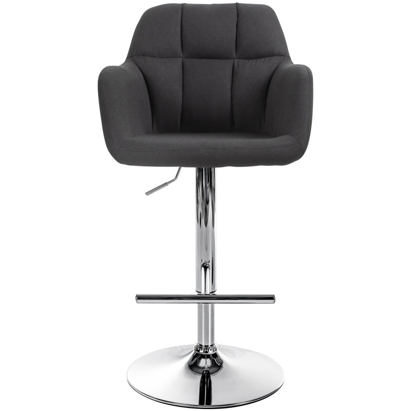 Tabouret de bar réglable haut de gamme en Tissu Noir Métal Argenté Mirexa - 2