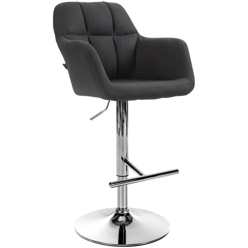 Tabouret de bar réglable haut de gamme en Tissu Noir Métal Argenté Mirexa - 1