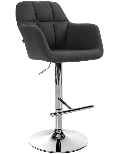 Tabouret de bar réglable haut de gamme en Tissu Noir Métal Argenté Mirexa - 1