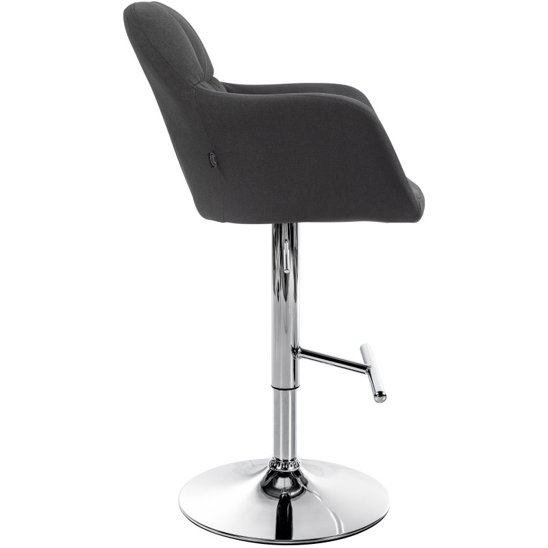 Tabouret de bar réglable haut de gamme en Tissu Noir Métal Argenté Mirexa - 3