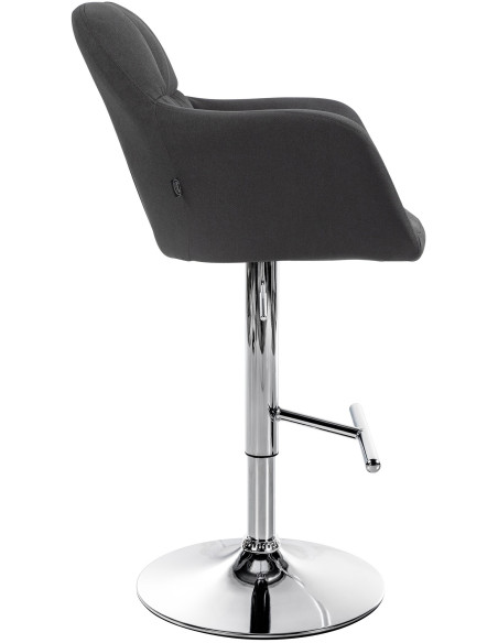 Tabouret de bar réglable haut de gamme en Tissu Noir Métal Argenté Mirexa - 3