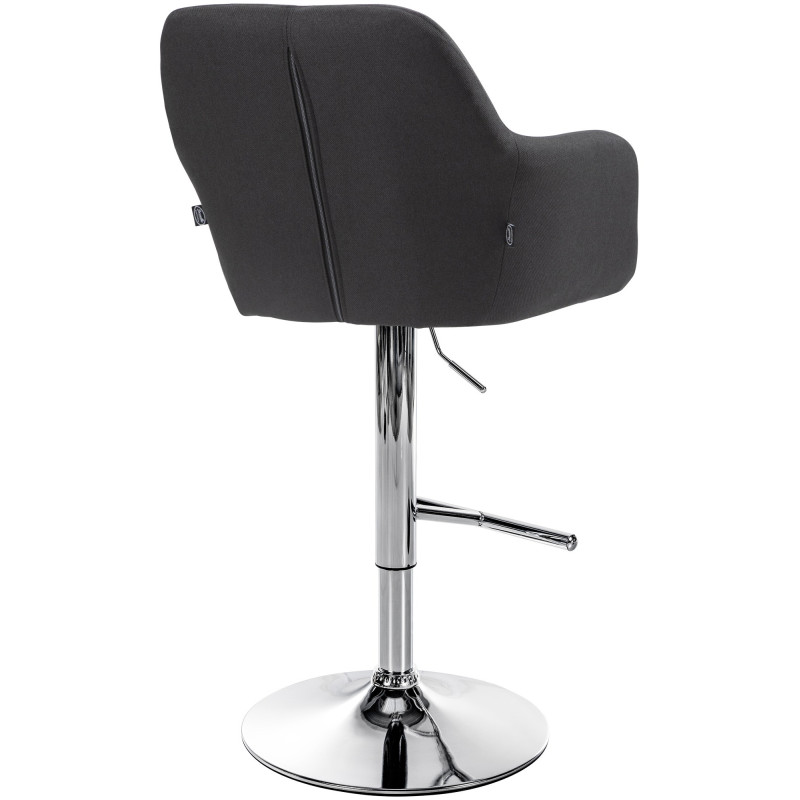 Tabouret de bar réglable haut de gamme en Tissu Noir Métal Argenté Mirexa - 4