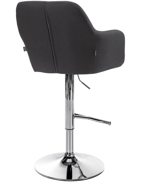 Tabouret de bar réglable haut de gamme en Tissu Noir Métal Argenté Mirexa - 4