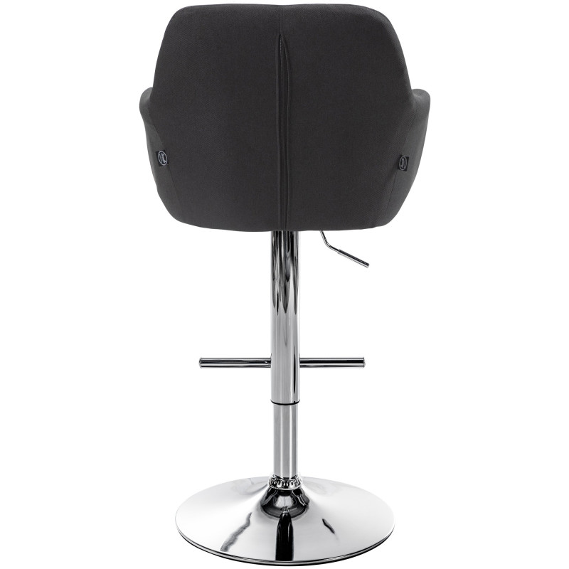 Tabouret de bar réglable haut de gamme en Tissu Noir Métal Argenté Mirexa - 5