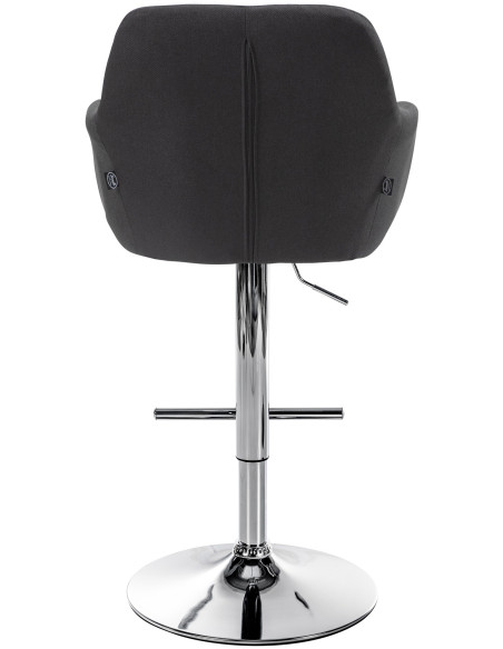 Tabouret de bar réglable haut de gamme en Tissu Noir Métal Argenté Mirexa - 5