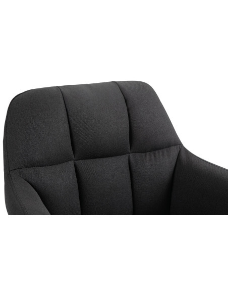 Tabouret de bar réglable haut de gamme en Tissu Noir Métal Argenté Mirexa - 6