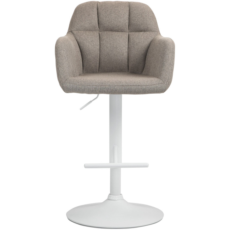 Tabouret de bar réglable haut de gamme en Tissu Taupe Métal Blanc Mirexa - 2