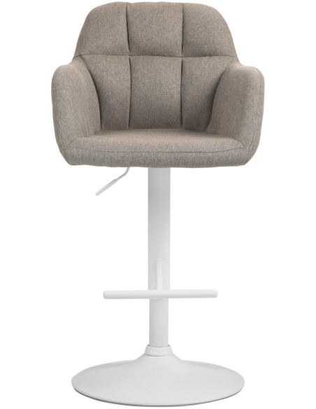 Tabouret de bar réglable haut de gamme en Tissu Taupe Métal Blanc Mirexa - 2