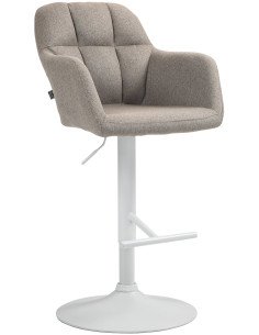 Tabouret de bar réglable haut de gamme en Tissu Taupe Métal Blanc Mirexa - 1