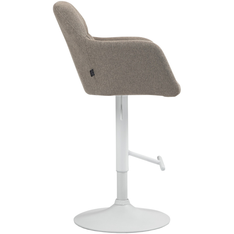 Tabouret de bar réglable haut de gamme en Tissu Taupe Métal Blanc Mirexa - 3