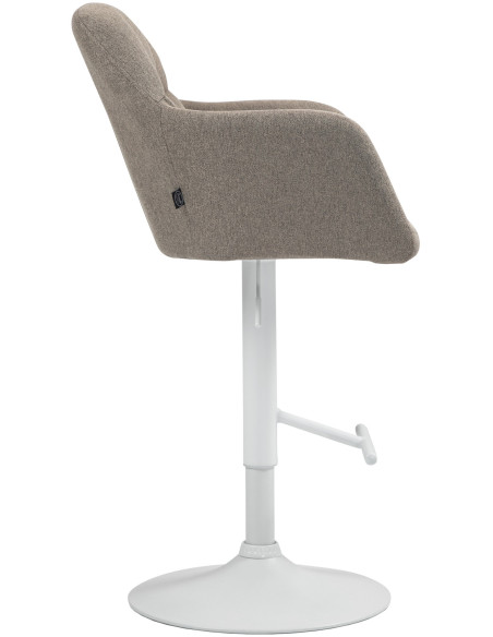 Tabouret de bar réglable haut de gamme en Tissu Taupe Métal Blanc Mirexa - 3